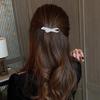 Women Hairpin Bow Shape Faux Pearl Rhinestone Faux Crystal Decor Hollow Out Exquisite Anti-slip Sparkling Luxury Hair Decoration Hair Clip
