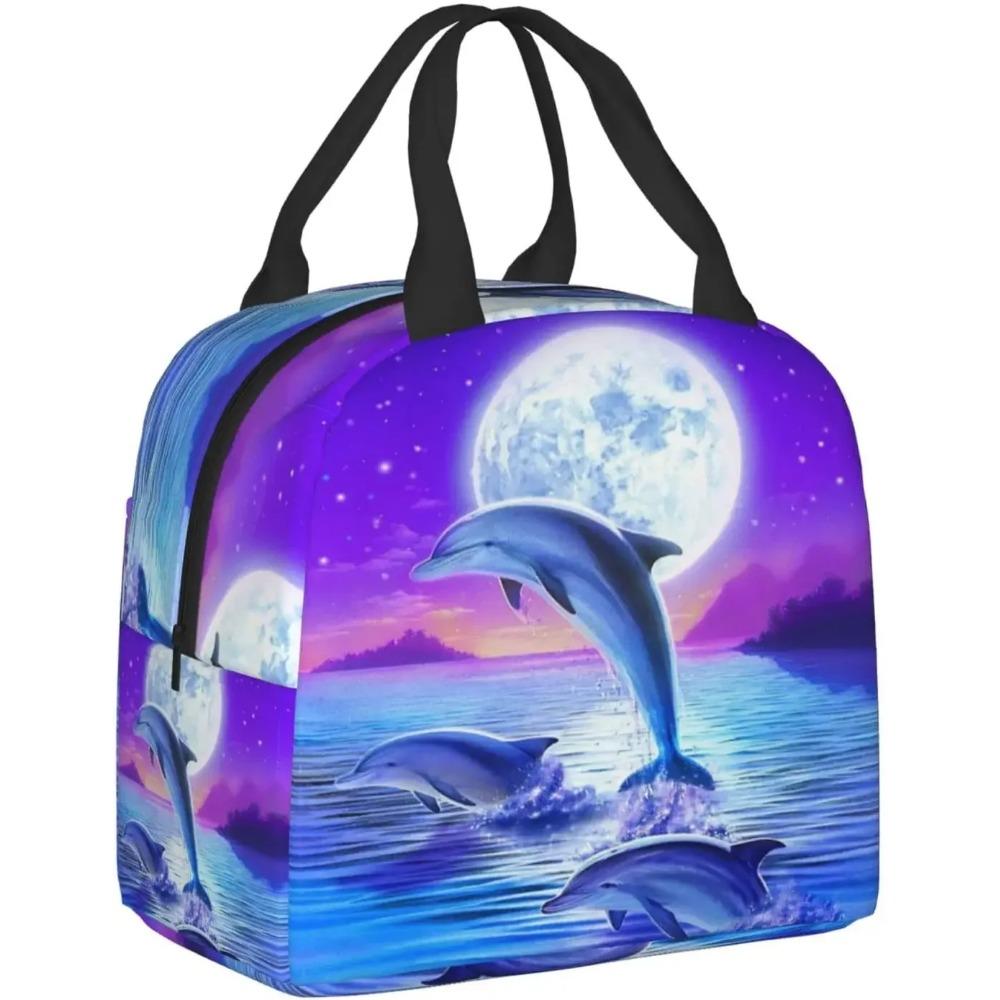 Dolphin Lunch Box for Kids Boys Girls Reusable Lunch Tote Bags, Perfect for School/Camping/Hiking/Picnic/Beach/Travel