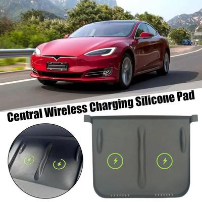 Für Tesla Y 2023 2022 2021 Silikon Kabelloses LadePad Rutschfeste Matte Staubdichte Ladegerät Schutzhülle Auto Zubehör