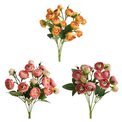15 Heads Artificial Rose Camellia Silk Flowers Bouquet Home Wedding Decoration for Table Centerpieces Flower Arrangement