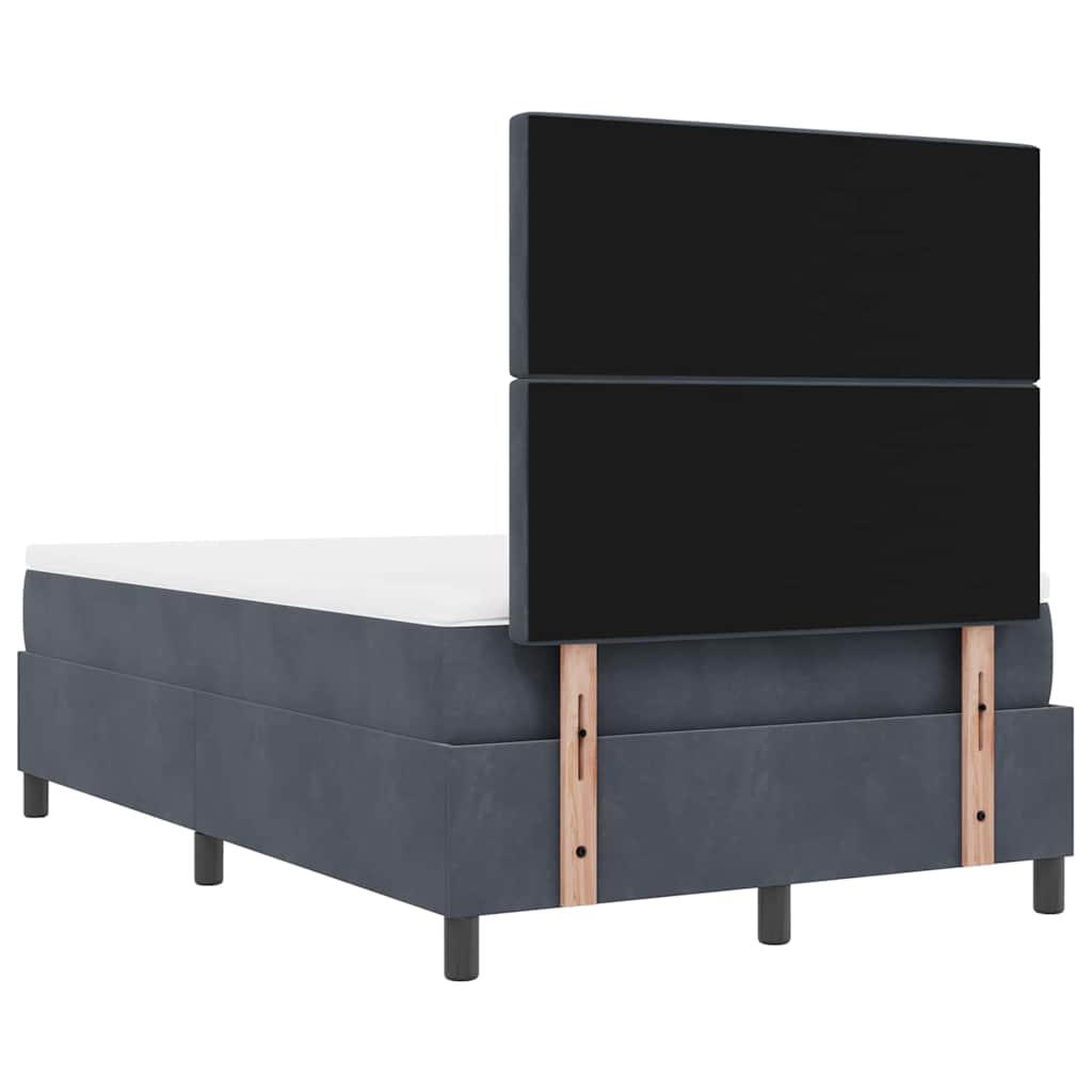 Box Spring Bed with Headboard Dark Grey 190 X 120 Cm Velvet