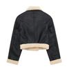 2024 Winter Shearling Biker Short Reversible Women's Jacket with Zipper Accents