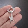 Trend Hip Hop Ice Out Cubic Zirconia Huggie Earrings Lightning Pendant Men Women Silver Color Anti-Allergy Earrings Cool Jewelry
