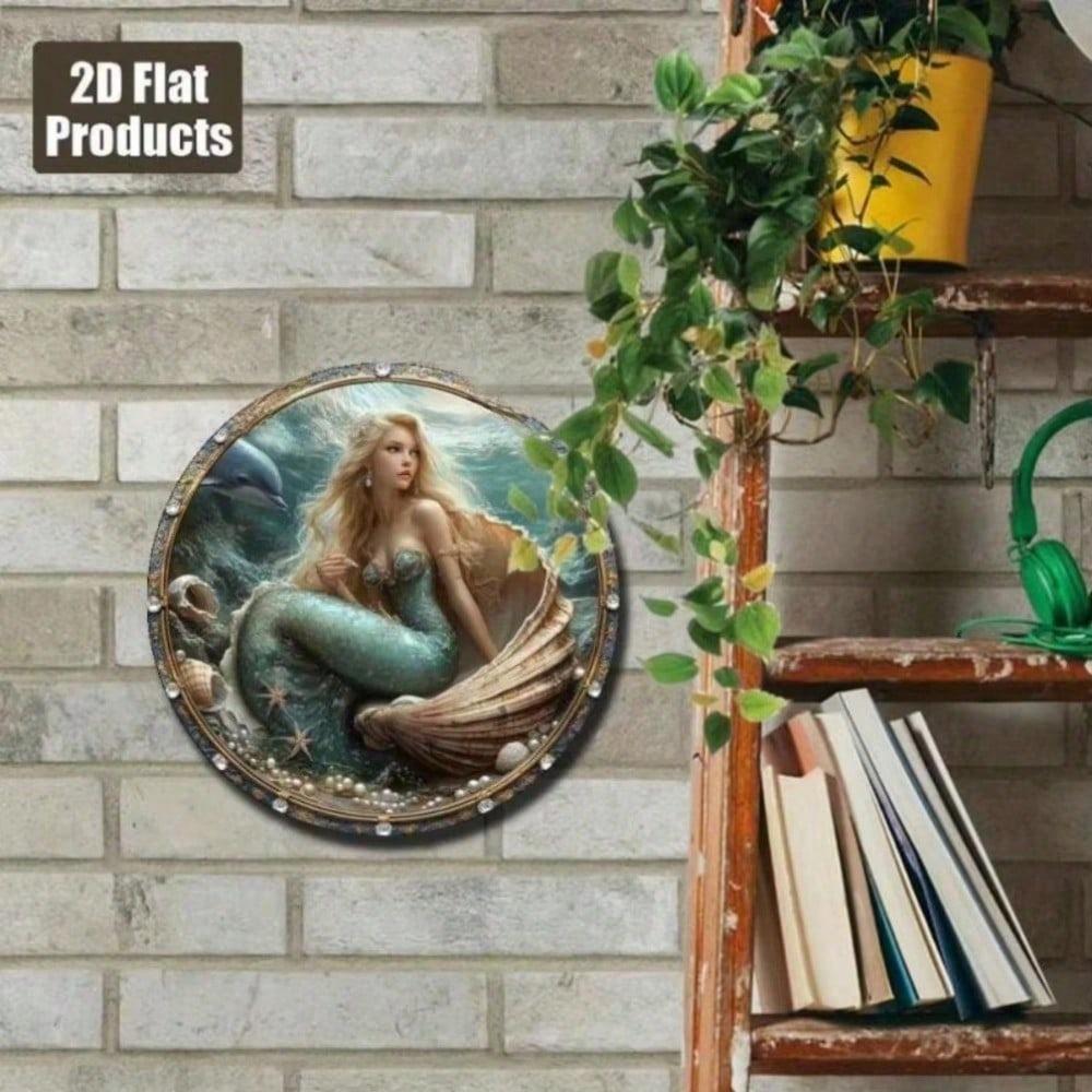 Circular Metal Wall Art Underwater Ocean Fish Starfish Fantasy Home Decor Unique Gift