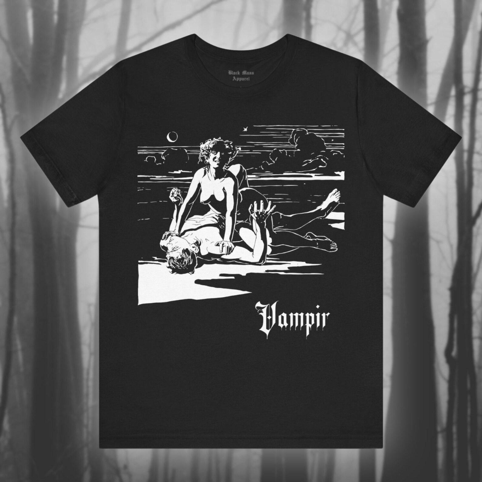Vampir, Ernst Stohr Art, Vampire Shirt, Creepy T-Shirt, Spooky Goth T-Shirt, Female Vampyre, Dracula T-Shirt, Gothic Unisex Short Sleeve Tee S
