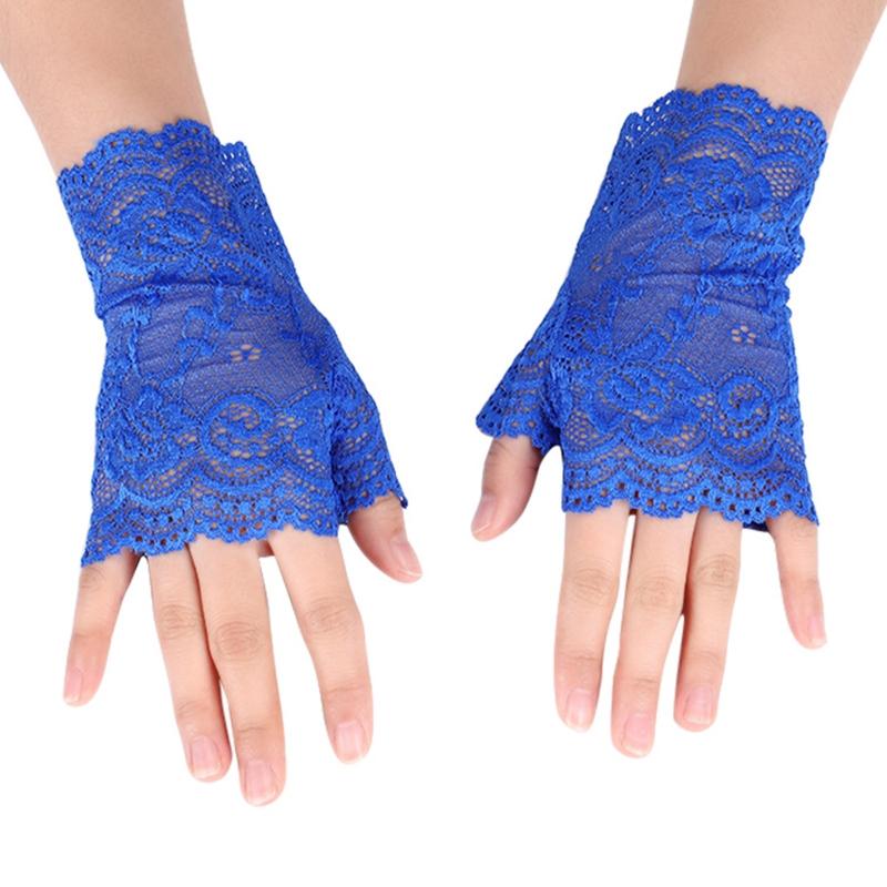 Elegante Damen Ultra-Dünne Halbfinger Sommer Fahrhandschuhe Radfahren Sonnenschutz Handschuhe Weiblich Anti-UV Elastizität Spitze Mesh Handschuhe
