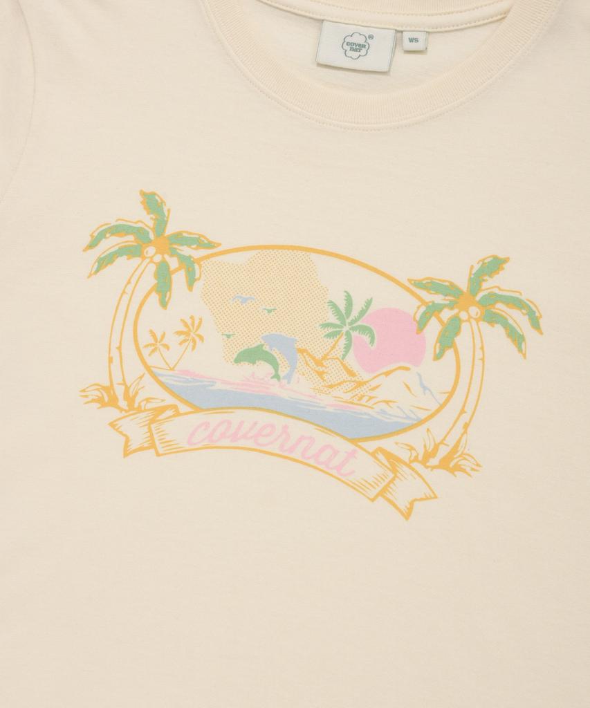 COVERNAT WOMAN Crop Beach Farm T-Shirt Ivory