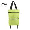 Outdoor Picnic Utility Tote Foldable Shopping Bag with Wheels Heavy-Duty Waterproof Oxford Cloth Grocery Cart Space Saving Organizer Reusable Roller