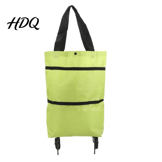 Outdoor Picnic Utility Tote Foldable Shopping Bag with Wheels Heavy-Duty Waterproof Oxford Cloth Grocery Cart Space Saving Organizer Reusable Roller