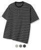 TRILLION Stripe Ring Snap Henley Neck Half Sleeve_3Color