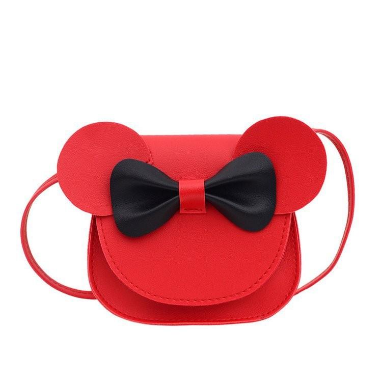 Bear Bowknot Shoulder Bag Childrens Cartoon Animal Shoulder Bag Pu Material