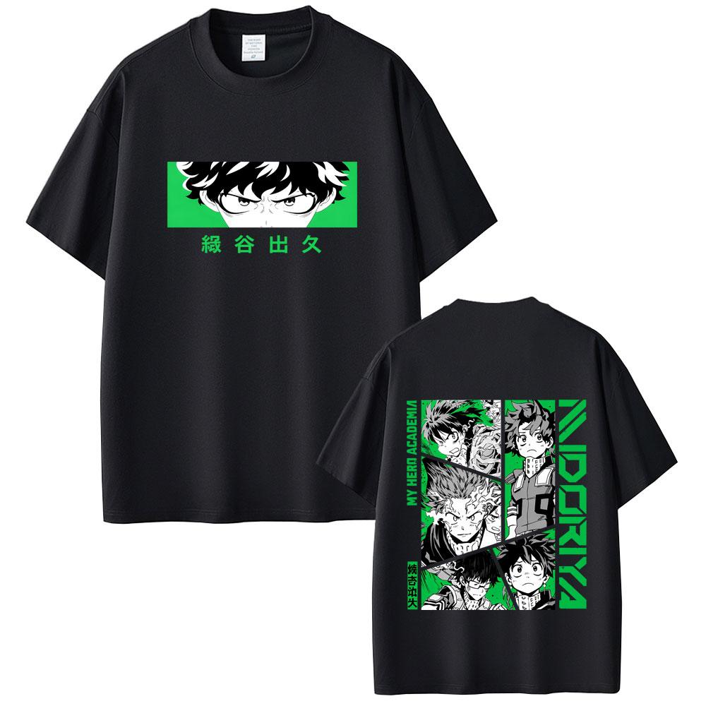 Anime My Hero Academia Midoriya Izuku Eyes Graphic Tshirts Unisex Women Casual High Quality Cotton Y2K Tees Male Unisexga Streetwear