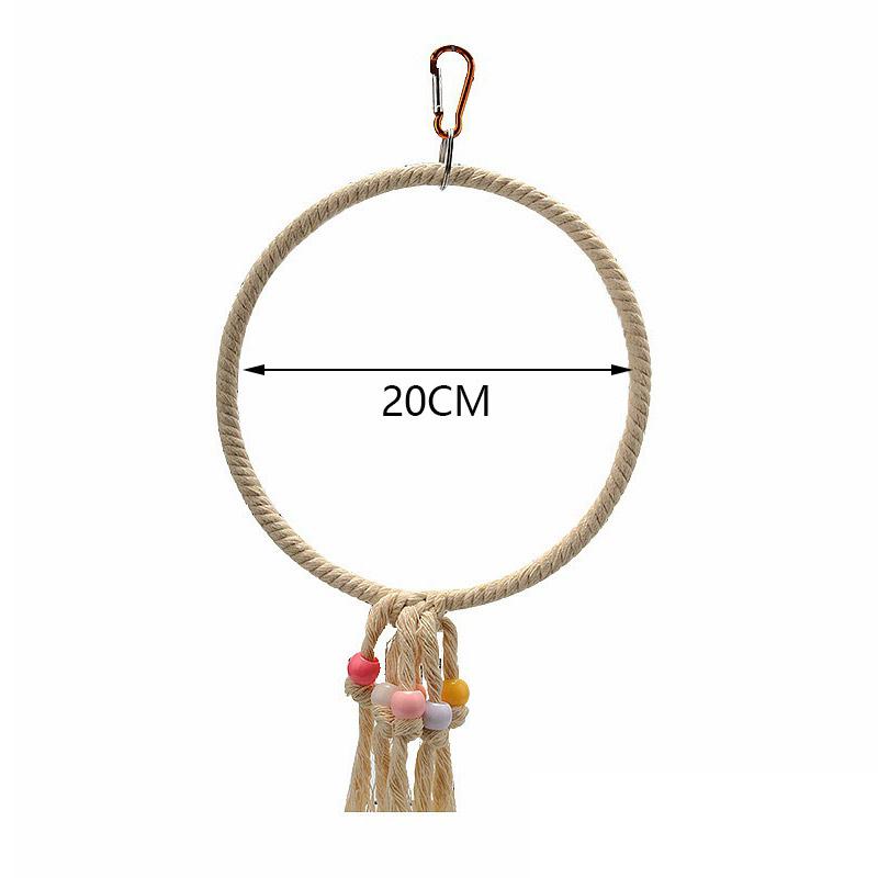 Parrot Cage Swing Toy Round Triangular Iron Wire Cotton Thread Hanging Ring For Bird Pet Birds Toys Accessories Supplies