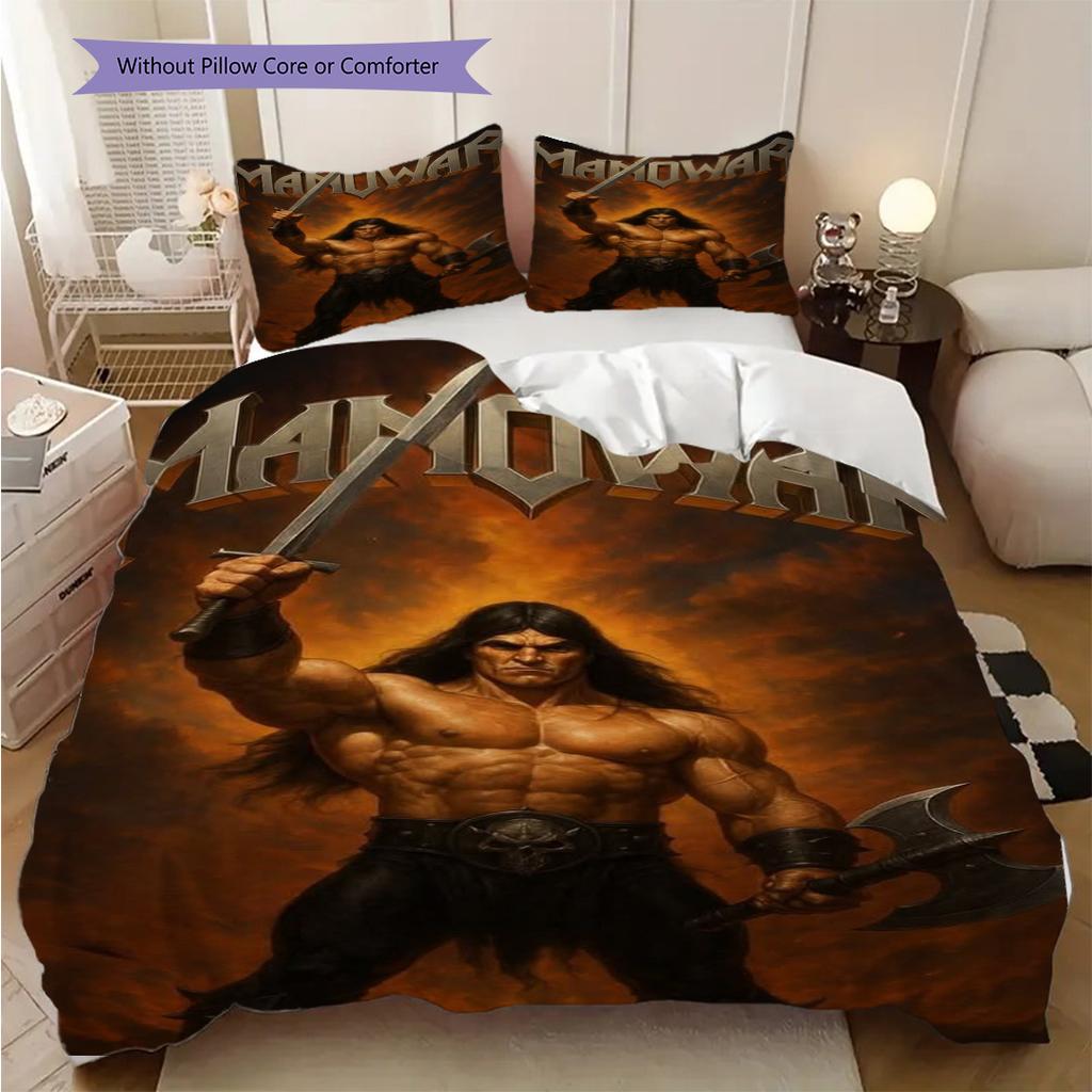 Epic Warrior Ascends Flames Bedding (1 * duvet cover + 2 * pillowcase, without core) 2D Flat Duvet cover and pillowcase Soft and comfortable