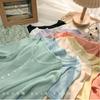 Women's Ice Silk V-Neck Button-Up Loose Short Sleeve Cardigan Top for Spring/Summer 2025.