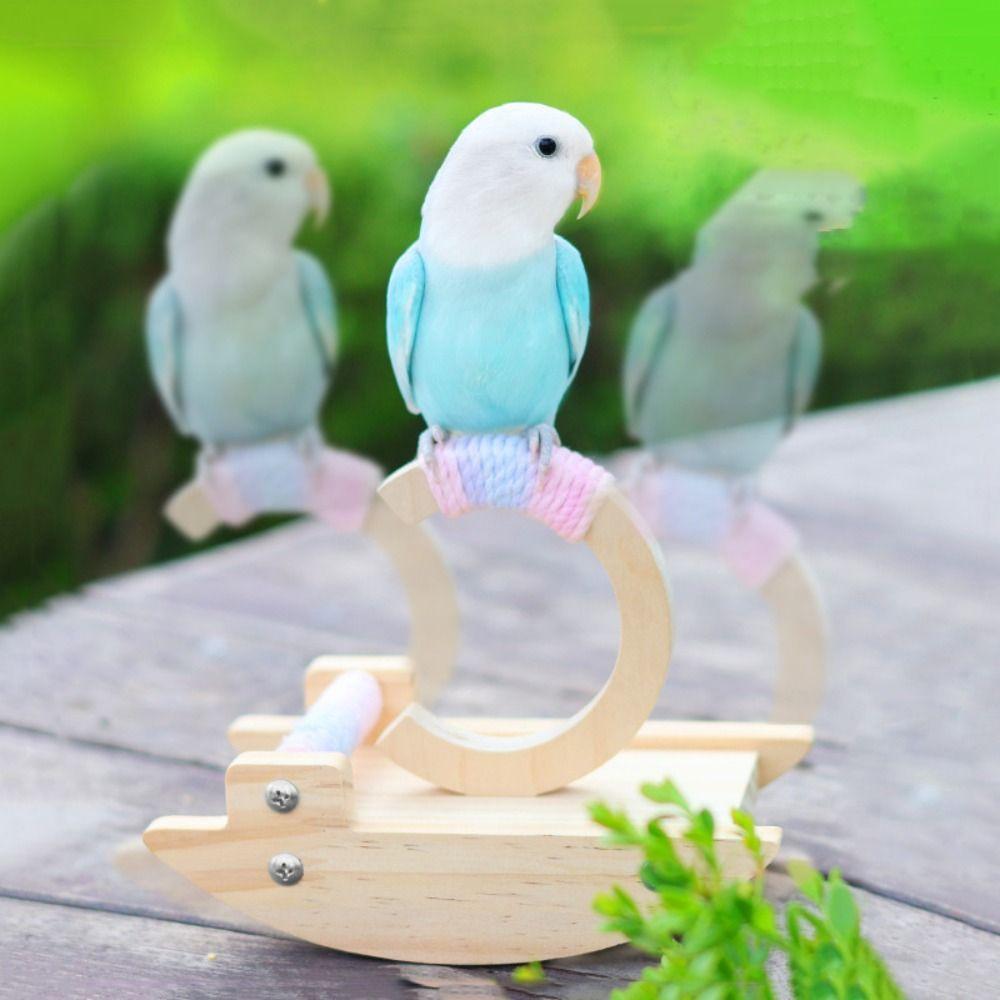 Funny Wooden Parrot Perch Stand Wear-resistant Bite-resistant Bird Training Stand Flexible Bird Rocking Stand Behavior Training