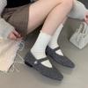 Fashion Autumn New Flat Shoes Women's Square Head Shallow Mouth Suede Soft Sole Anti-slip Wear-resistant Low-top Shoes