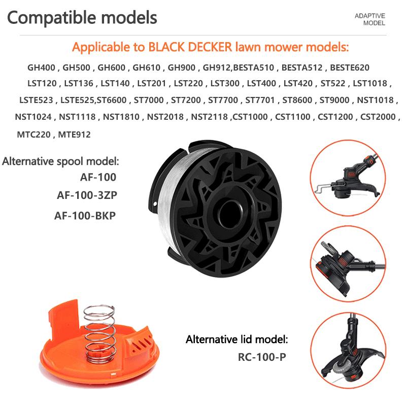 Pokrywka szpulki trymera Sprężyna Do Black Decker Af-100-3Zp Szpulka Bezprzewodowy Trymer Do Trawy Ostrze Tnące Akcesoria Do Kosiarki Część