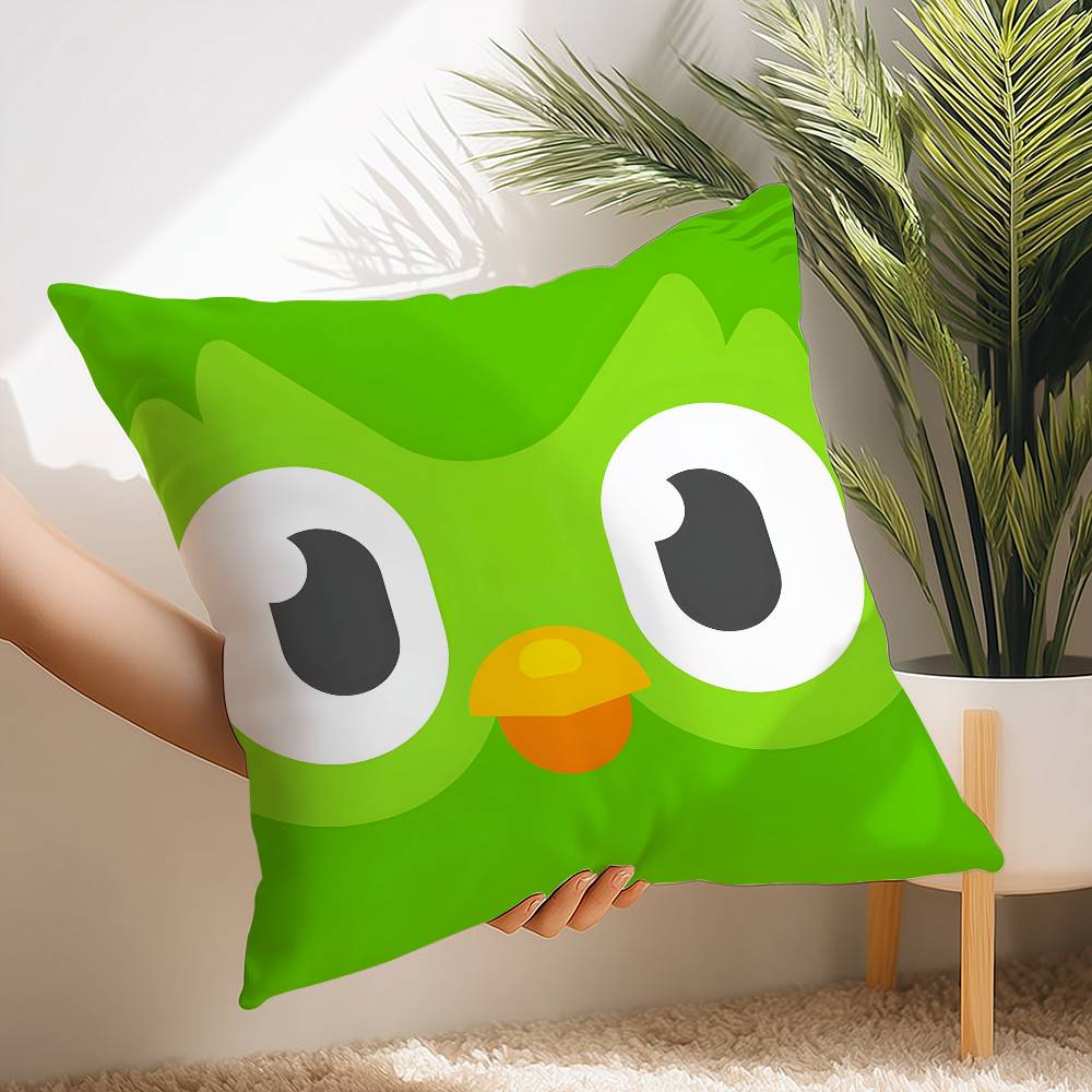 Federa Cuscino Gufo D-Duolingo D-Duo Peluche Corto Stampa Copricuscino Quadrato Cuscini Decorativi per Divano Arredamento Casa