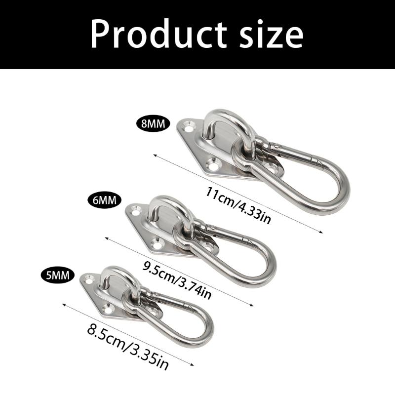 Hanging Mount Hardware Kit with Stainless Steel Pad Eye Plate and Snap Hook Set, 2 Pack 4-Hole Base for Wall Use
