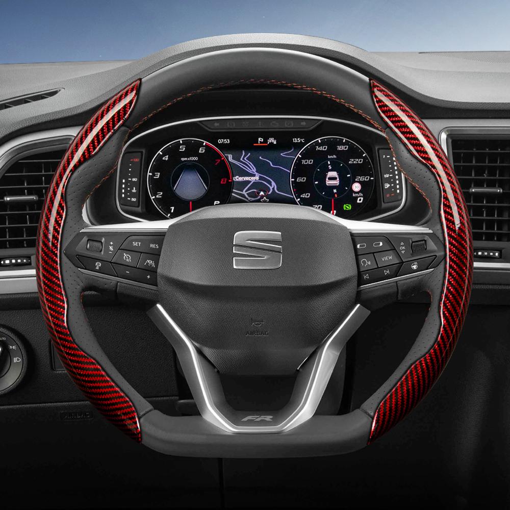 Suitable for Seat Carbon Fiber Texture Steering Wheel Cover with Segmented Quick-Release Design, Durable, for Models Such As Ibiza, Arona, Leon,