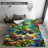 1 Stück Dinosaurier Geländewagen Campingdecke, Mehrjahreszeiten Universal für Schlafzimmer Wohnzimmer Camping, Flanell 2D Flaches Dekor