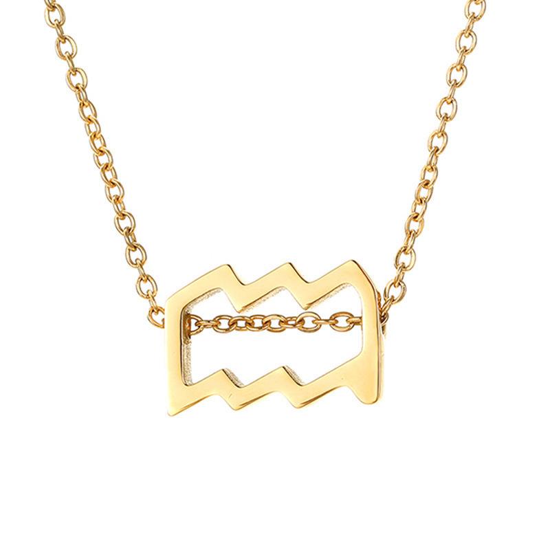 Creative Zodiac Pendant 18K Gold Stainless Steel Necklace