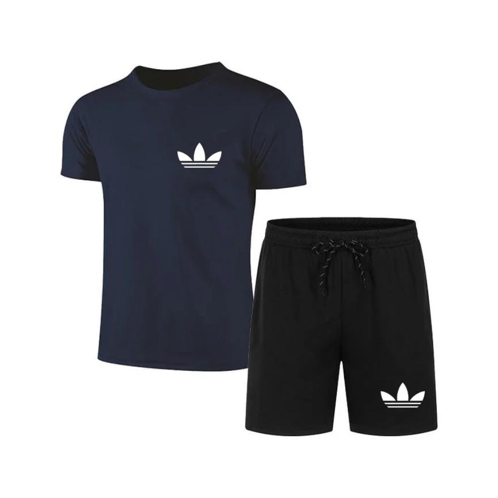 Men's summer new fashion casual outdoor jogging sportswear+shorts set