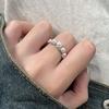 Korean Pearl Unique Zirconia Open Ring For Women With Adjustable Fit And Modern Charm
