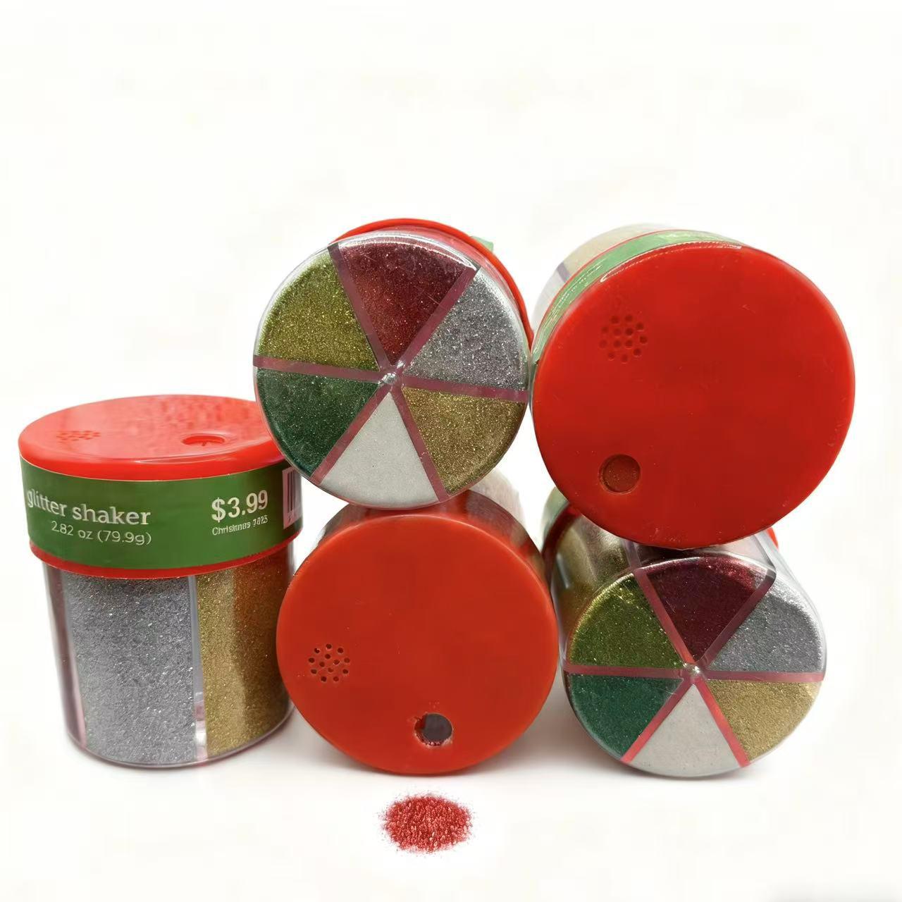 Six-Grid Rotating Lid Gold Glitter Powder, 6 Colors, 100g