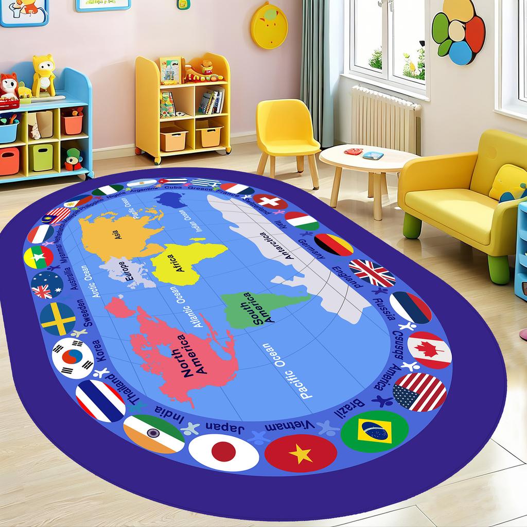 Kindergarten Cartoon Carpet Children'S Early Education Puzzle Game Mat Full Of Easy Care Crystal Velvet Baby Climbing Mat