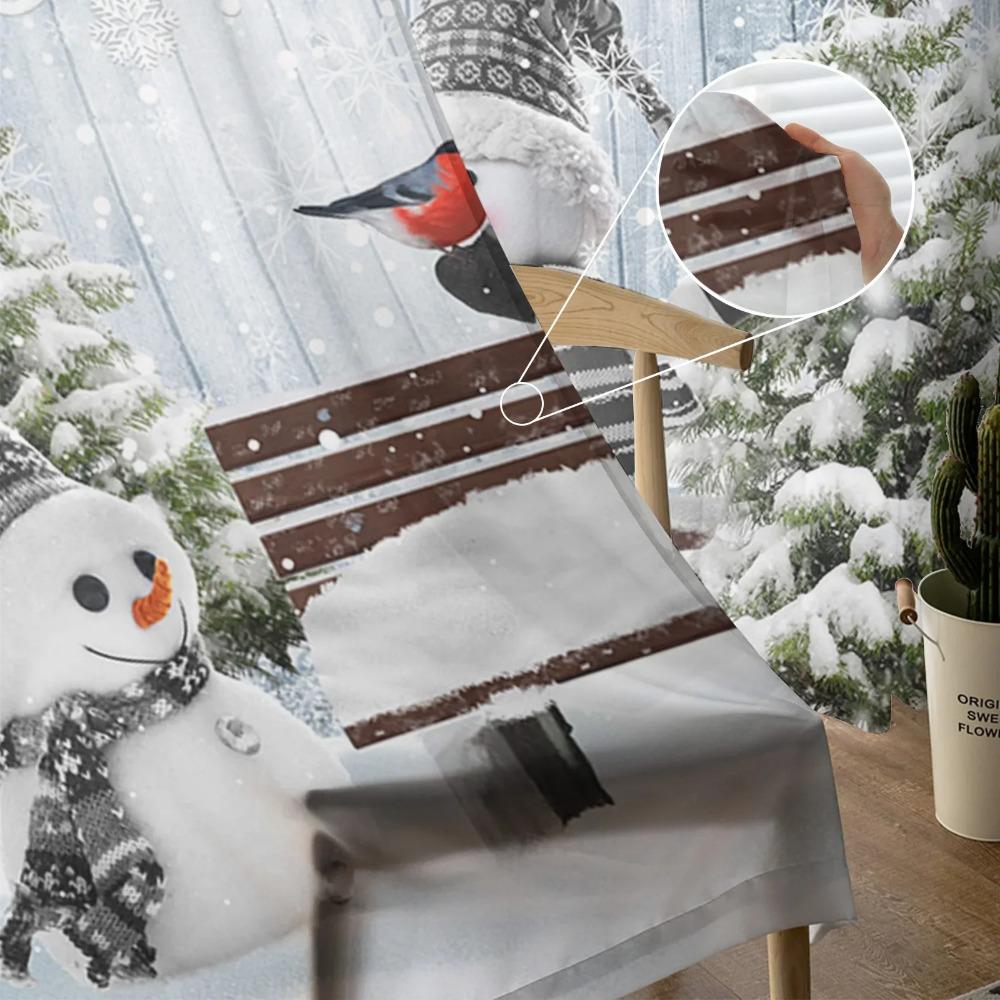 Weihnachts-Schneemann-Stechpalmenbeeren-Chiffon-Vorhänge für Wohnzimmer, Schlafzimmer, Küche, Dekoration, Fenster, Voiles, Tüllvorhang