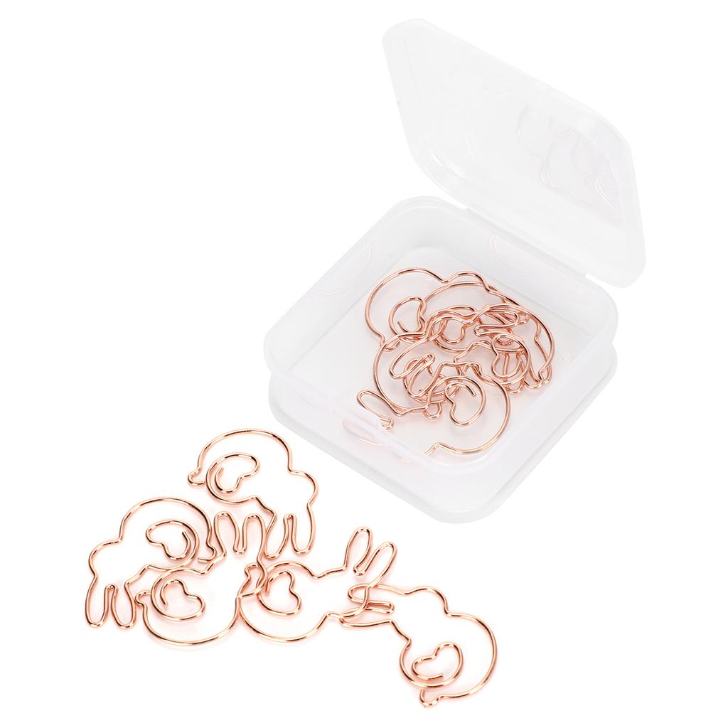 20Pcs Paper Clip Gold Rabbit Shape Animal SpecialShaped Office Document Cute Pin