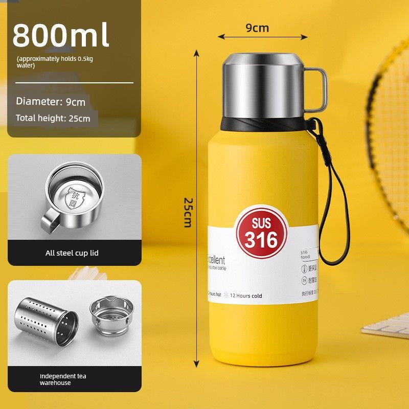 316 Stainless Steel Inner Tank Vacuum All-Steel Thermos Pot for Men's Outdoor Travel and Mountaineering Large-Capacity Thermos Cup