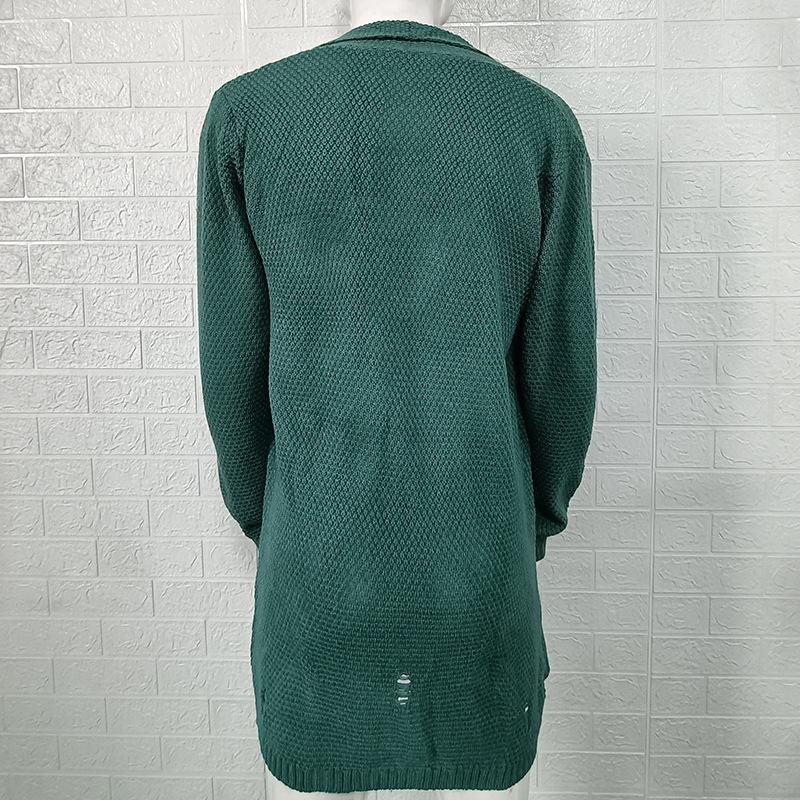Autumn-Winter Men's Mid-length Loose Knit Cardigan - European & American Muscular Style Sweater