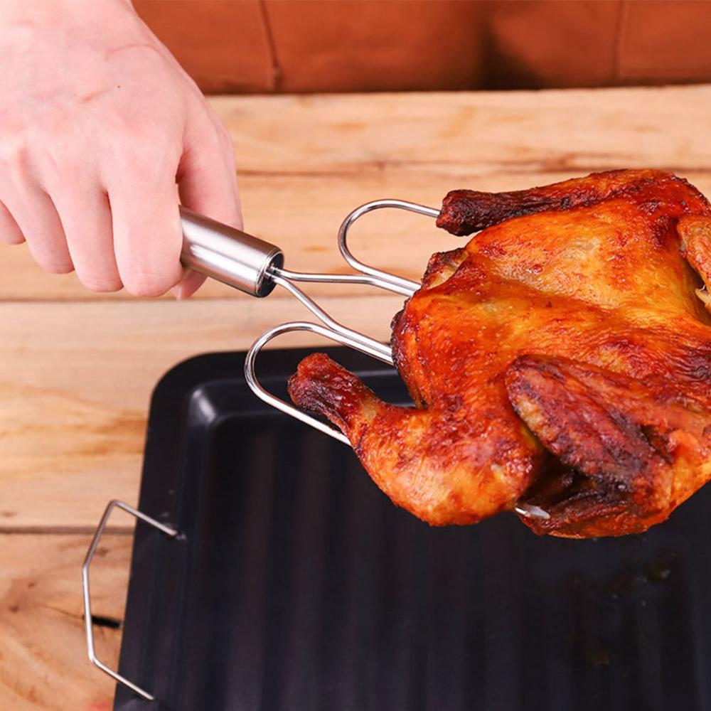 Meat Ham Roaster Stainless Steel Chicken Carving Fork Lifter Turkey Fork Barbecue Tool