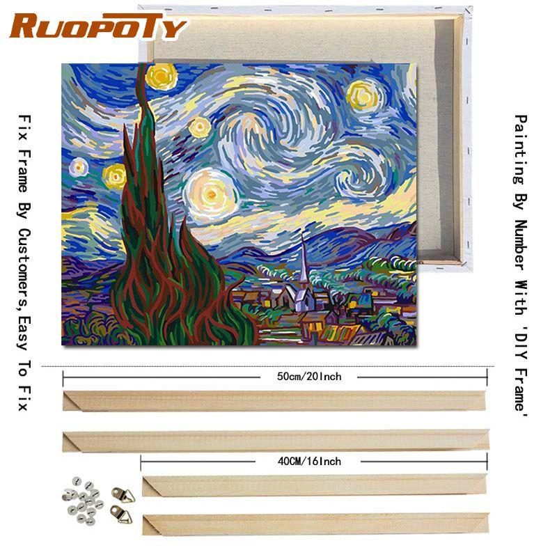 RUOPOTY With DIY Frame Abstract Painting DIY Painting By Numbers Acrylic Paint Handmade Oil Painting On Canvas For Wall Art 40x50CM