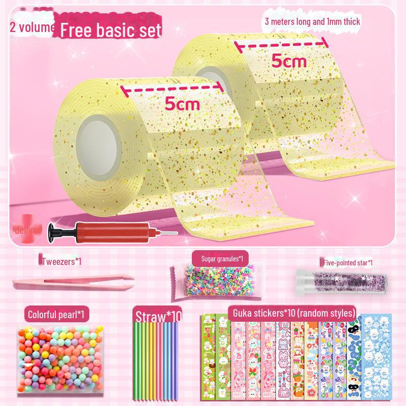 Nano Glue DIY Bubble Blowing Kit with Strong Sticky Double-Sided Tape and Decompression Toy