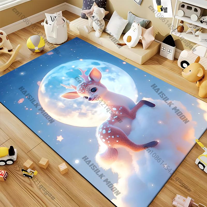 

Deer on The Clouds Carpet for Living Room Game Rugs Soft Floor Cartoon Rugs Bathroom Rug Mat Yoga Mat Home Décor 40x60cm