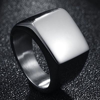 Wedding Ring Solid Color Finger Decoration Stainless Steel Men Square Band Finger Ring for Party