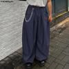 INCERUN Herren Freizeit Elastischer Bund Gestreifte Lange Weite Beine Hosen