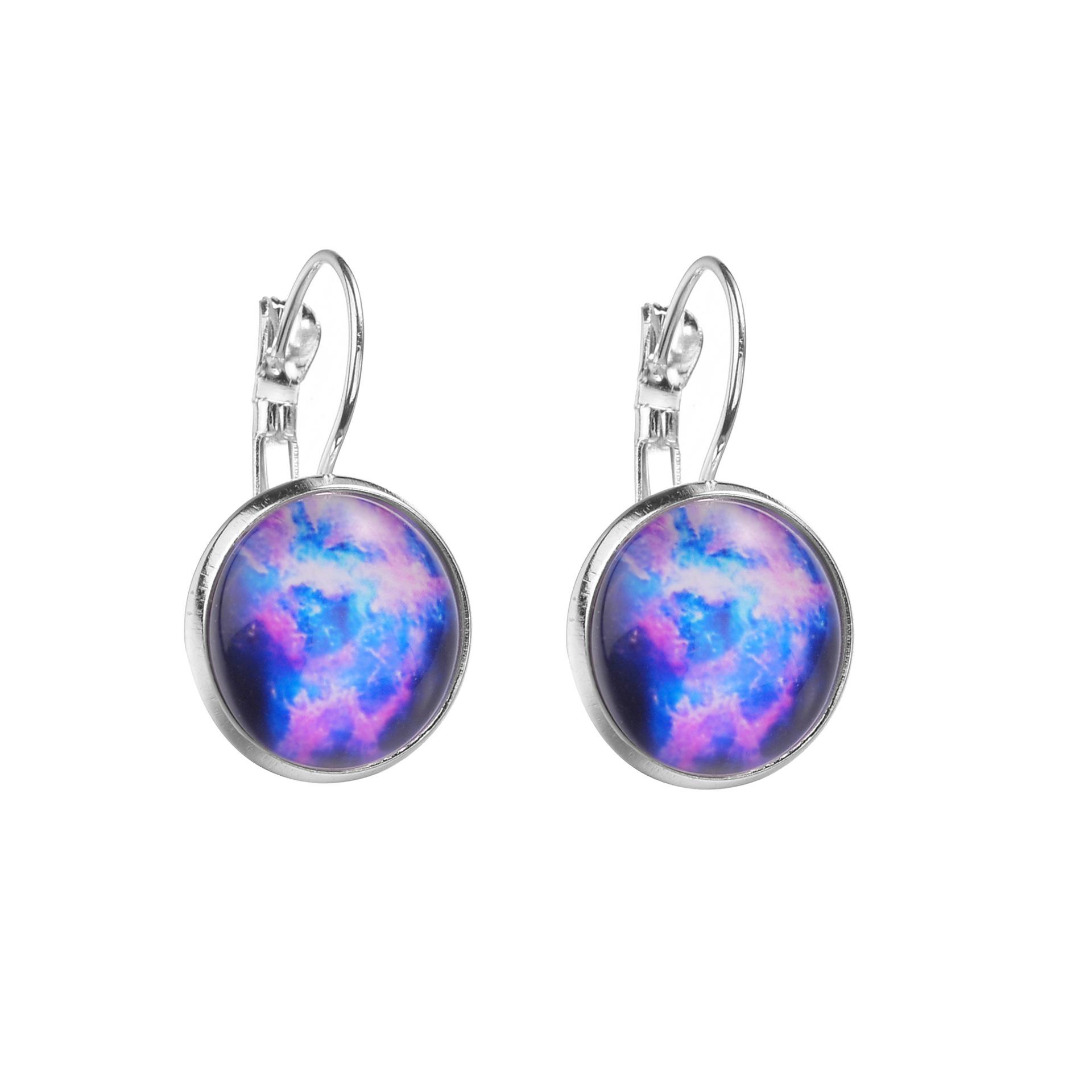 European  American Flower Gemstone Stud Earrings - New Fashion Jewelry