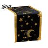 Theme Party Table Decor Eid Mubarak Runner Ramadan Gold Moon Stars Tablecloth Islamic Happy Velvet Runner Holiday Rectangular Cloth for Home Dining