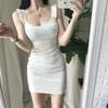 Korean Dongdaemun Slimming Ribbed Spaghetti Strap Knit Bodycon Dress