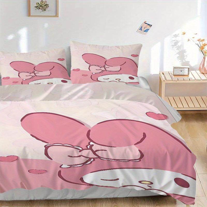 3pcs MY MELODY Three-Piece Patterned Quilt Cover Set - Soft and Cozy Bedroom, Guest Room and Dorm Decorative Bedding 3-Piece Set 1 Quilt Cover + 135x200cm