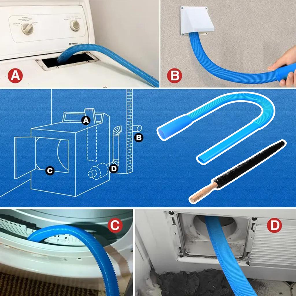 Flexible Dryer Vent Cleaning Kit Lint Remover Brush Vacuum Hose Attachment Universal Cleaning Tool for Dryer Washing Machine Hom