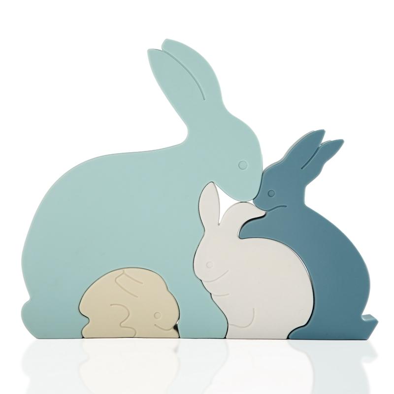 1Set Rabbit Silicone Blocks Baby Montessori Educational Toys for Children Creative Animal Jigsaw Stacking Toys Constructor Games