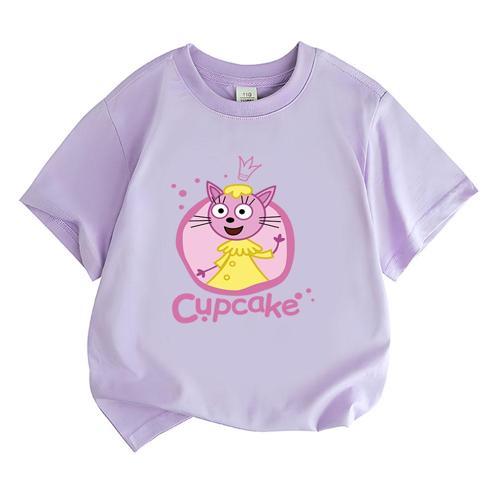100%Cotton Kid-e-cats Print Children T-Shirt Cartoon Kids Tees Three Kitten Russian Funny Boys Tops Cute Girls Clothing Summer Tops Anime T-shirt