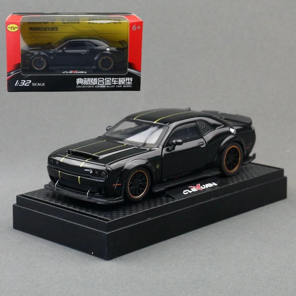 1:32 Dodge Challenger Hellcat SRT Alloy Car Model Sound Light Pull Back Metal Toy Vehicle Boy Gift Collection Miniature Voiture
