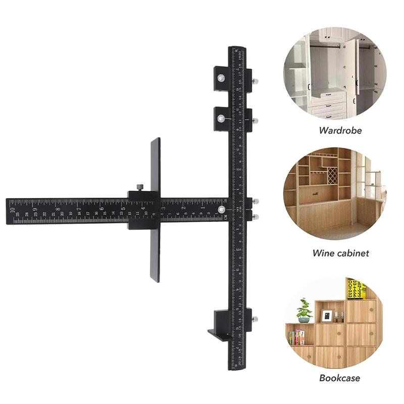 Cabinet Hardware Adjustable Punch Locator Woodworking Drilling Template Drill Guide for Installing Handle on Door Drawer